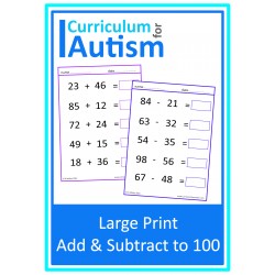 Large Print Add & Subtract to 100 Worksheets